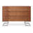 Pangea Home Modern 3-Drawer Dresser / Sideboard Buffet – Contemporary Storage Cabinet with Sleek Steel Base – Available in Walnut Light Brown Wood Veneer Finish - Bedroom, Dining Room, Entry Console-1207428911
