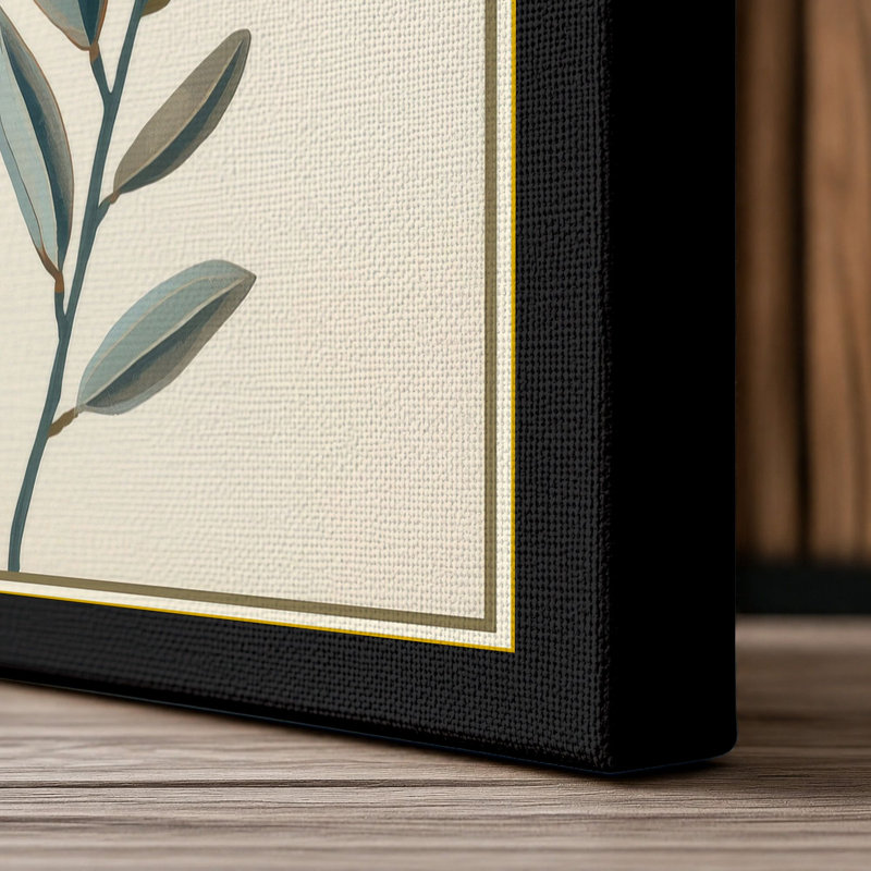 Feathered Plant Study Botanical - Wrapped Canvas, 18x12 - 45.7 x 30.5 cm, Black Border