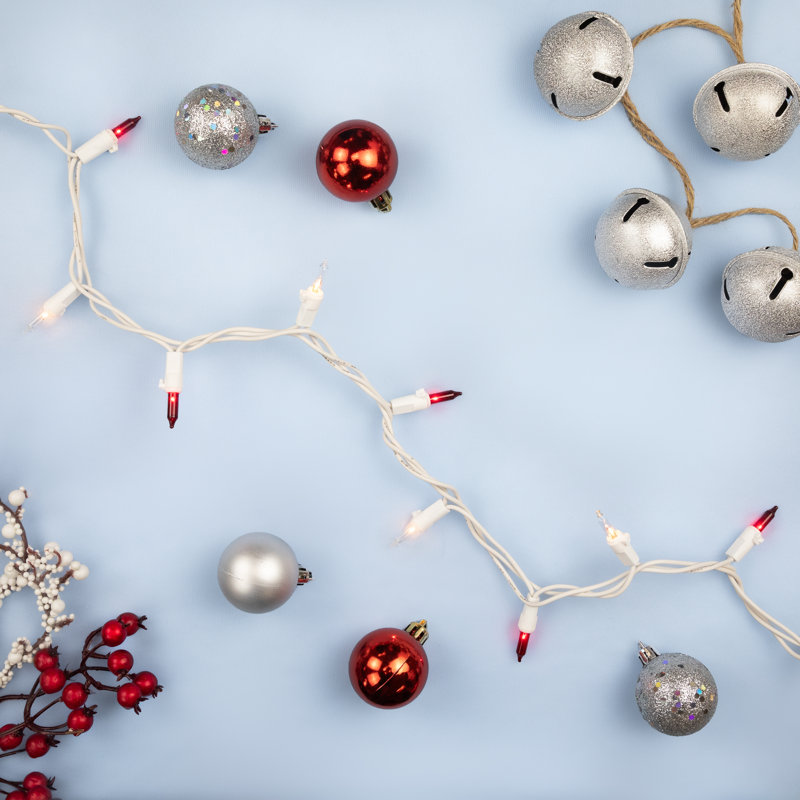 50-Count Mini Christmas Light Set 10ft Wire, Red/Clear/White