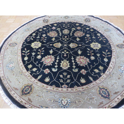 Beane One-of-a-Kind 6'3" X 6'3" Round Wool Area Rug in Black