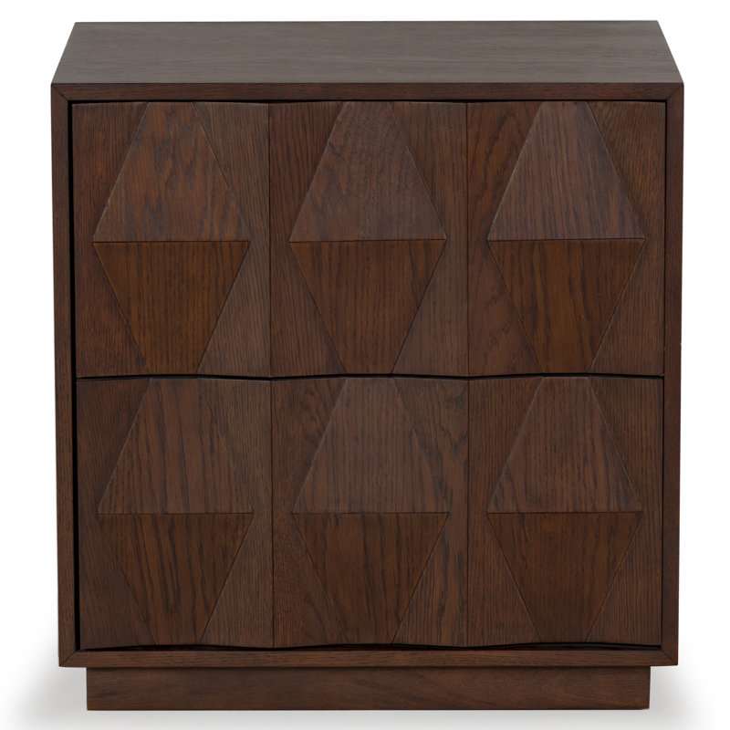 Riabelle Wood 2 Drawer Nightstand, Walnut