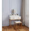 Ensemble de coiffeuse avec miroir et tabouret - coiffeuse de maquillage avec tiroirs de rangement et organisateur, blanc et doré, conception peu encombrante pour les petites chambres