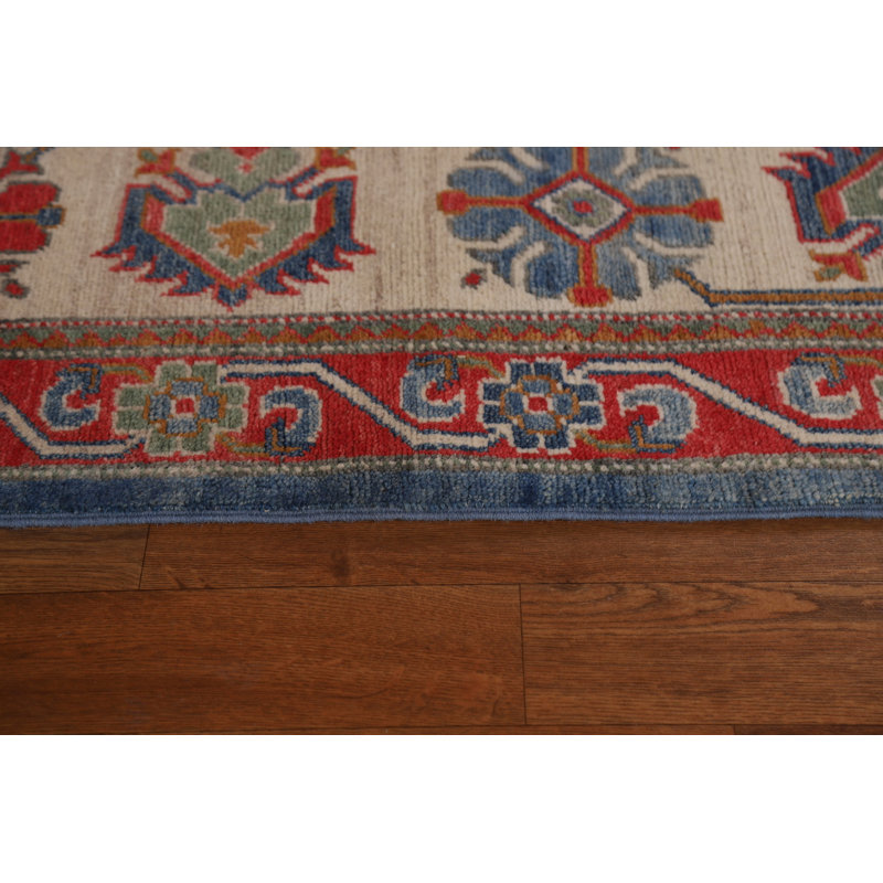 Tapis bleu en laine noué à la main de conception unique 8 pi 3 po x 9 pi 11 po New Age