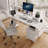 47.3"Office Desk With Power Outlet,2 Monitor Stands,2-Drawer,Side Pocket,Easy To Assemble,Frame Stability Reversible,Use For Home Desk