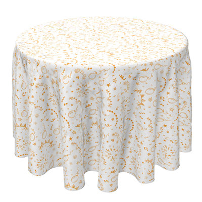 Round Floral Cotton Twill Tablecloth
