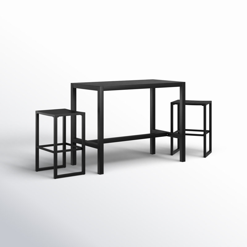 Ensemble repas extérieur en aluminium Armando, Noir, noir, noir, noir, 2