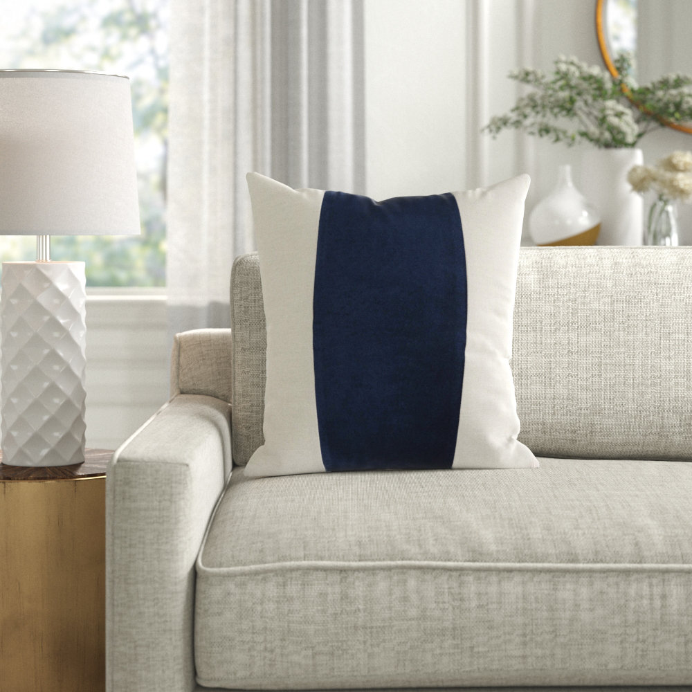 Kat 22" x 22" Pillow Cover, Navy/Taupe, 20" x 20", Pillow Cover Only - No Insert