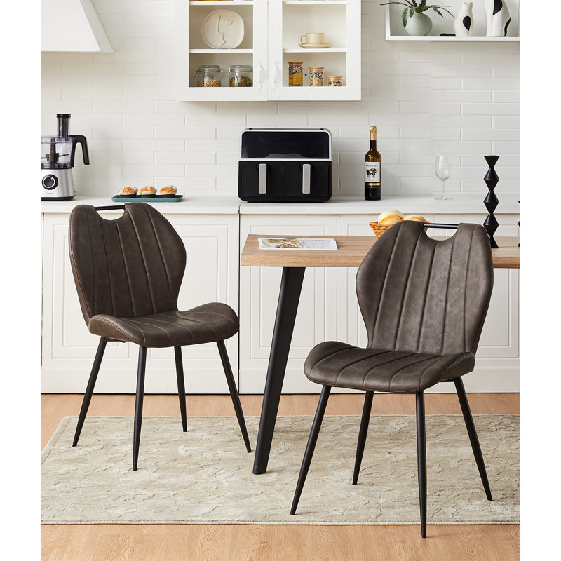 47.5cm H Upholstered Metal Side Chair, Brown