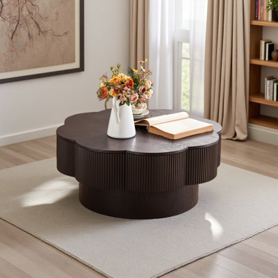 Table basse 31,50 "en forme de fleur moderne, table basse en forme de fleur de prunier avec rangement