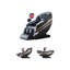 Fauteuil de massage électrique multifonctionnel bleu marine et noir avec fonction chauffante.