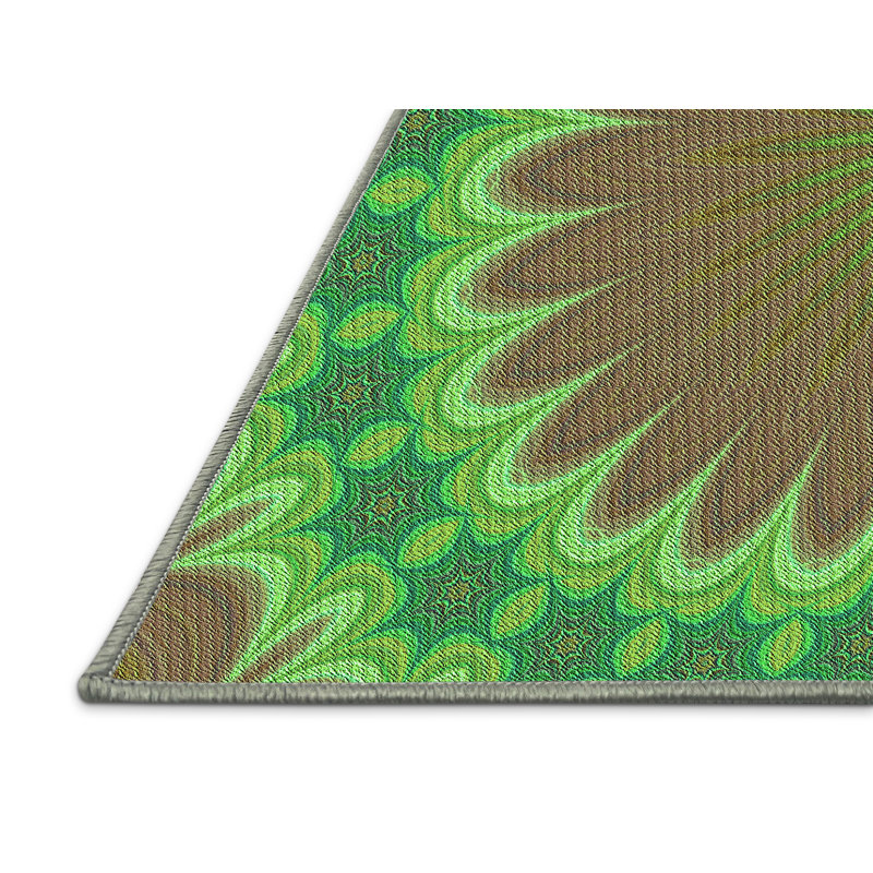 Tapis vert tissé à la machine, Rectangle 7 pi x 9 pi