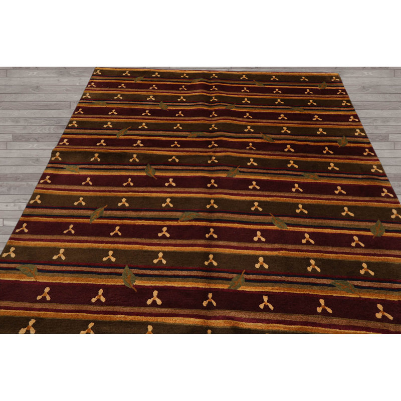 Tapis intérieur / extérieur rectangulaire en laine de conception unique 6 pi x 9 pi 1 po Stutman