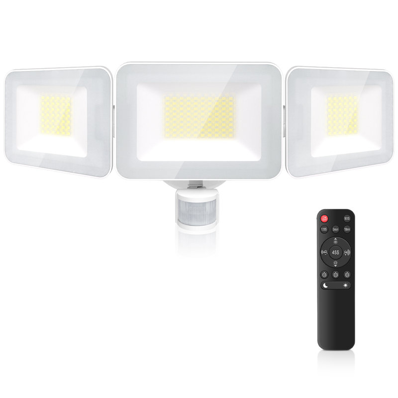 100W 6500K High Voltage Remote Control Induction Triple-Head Security Light