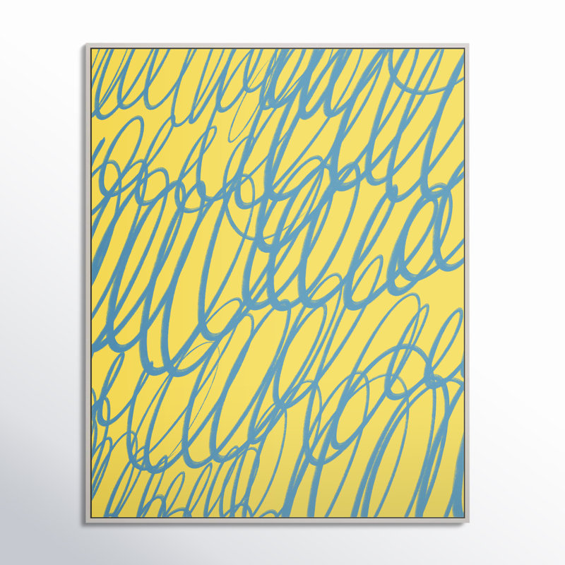 Color Squiggles 5 Print by Jacques Pilon, White Single Structure Framed Canvas, 38" H x 30" W x 1.25" D