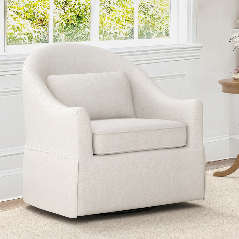 Fauteuil d'appoint demi-tonneau pivotant 30,3 po Martha, Blanc, crème