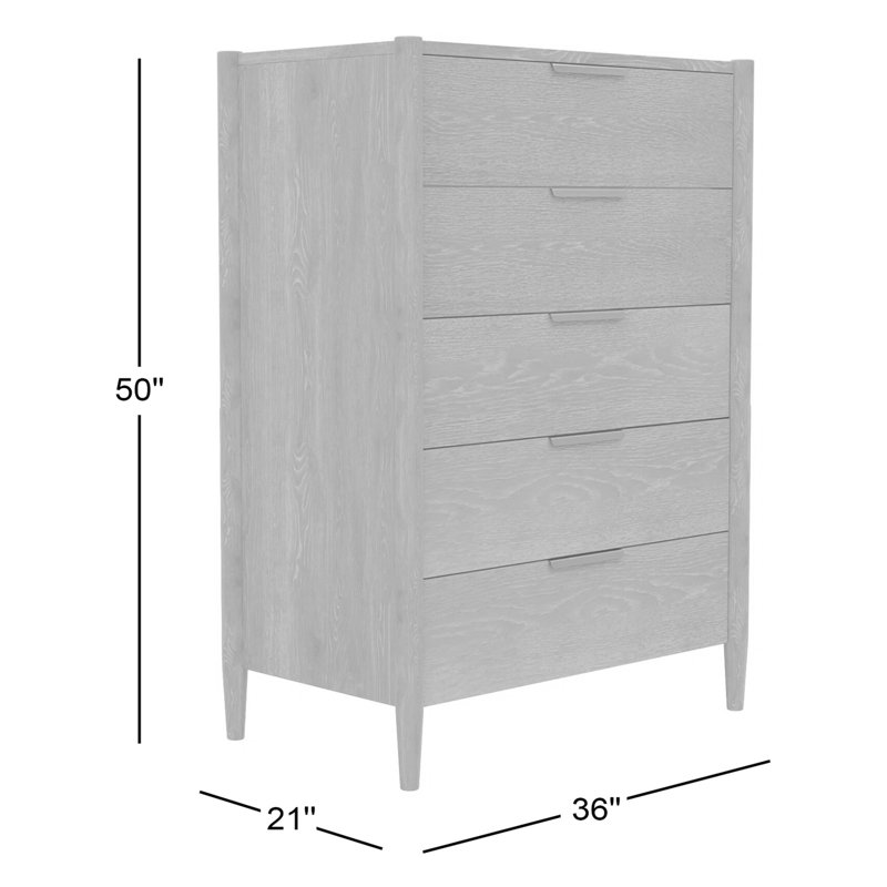 Commode 5 tiroirs Reece, Noyer riche