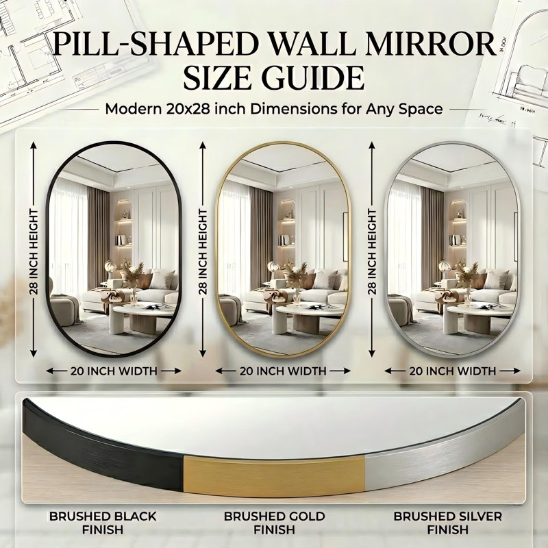Onshuntay Metal Oval Wall Mirror, 28" x 20", Gold