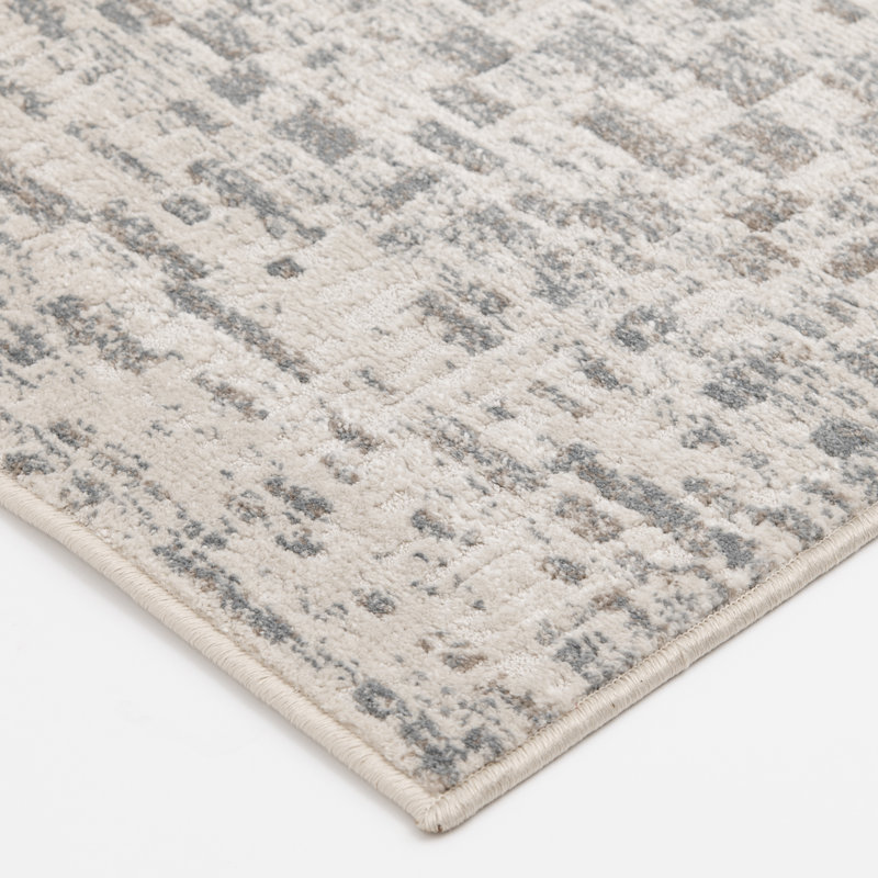 Tapis d'intérieur en polypropylène / polyester à carreaux abstraits Bungalow Rose Magaw, Rectangle 7 pi 10 po x 9 pi 10 po