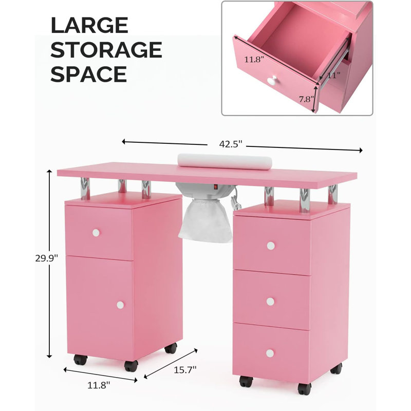 Organisateur de maquillage en bois Nailsworth, Rose