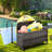 Poolside Float Storage Organizer, Pool Toy Storage Holder With Wicker Basket Outdoor Pool Float Holder Storage Rack Rolling Pool Caddy Cart Raft Holder Storage Rack For Pool Noodles Equipment Grey