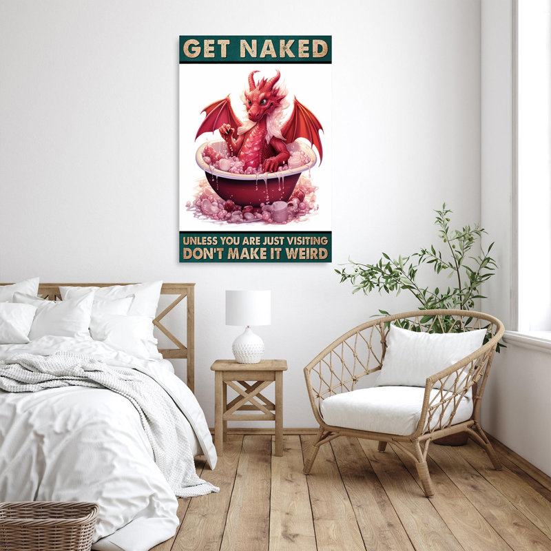 Dragon «Get Nake» - 1 pièce, impression rectangulaire, H 20 po x l 16 po x P 1,25 po