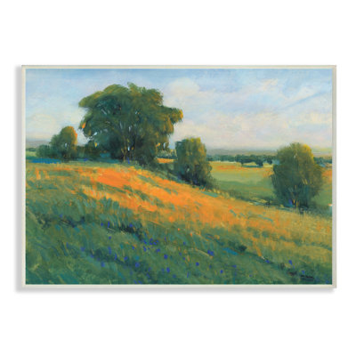 «Green Rolling Hills Blue Poppy Fields Paysages» par Tim Ottoole - Peinture