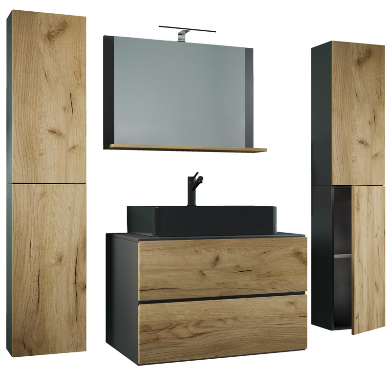 Bathroom Furniture Suite, Brown / Black