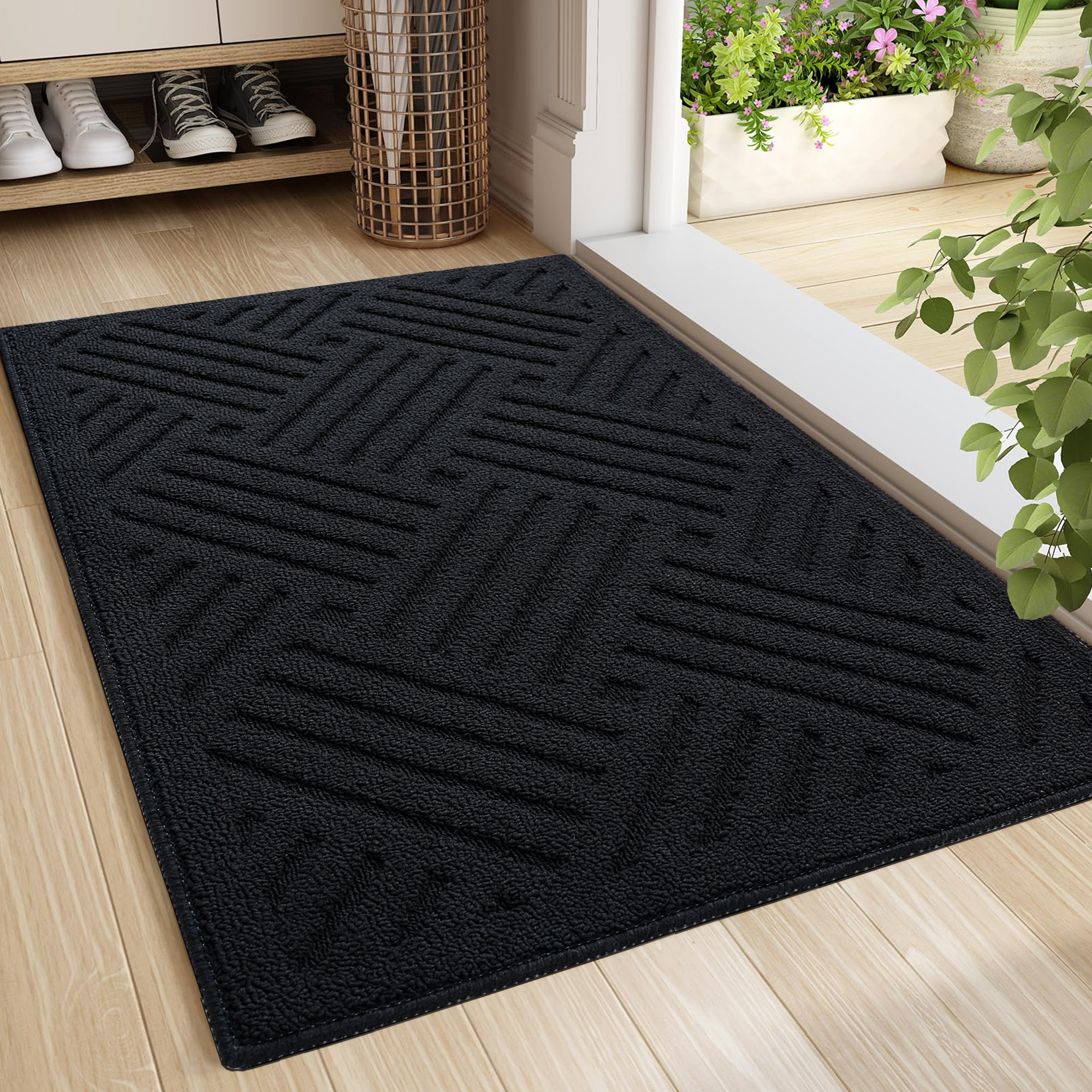 Ebern Designs Wardlaw Non-Slip Indoor Outdoor Mat Super Absorbent ...