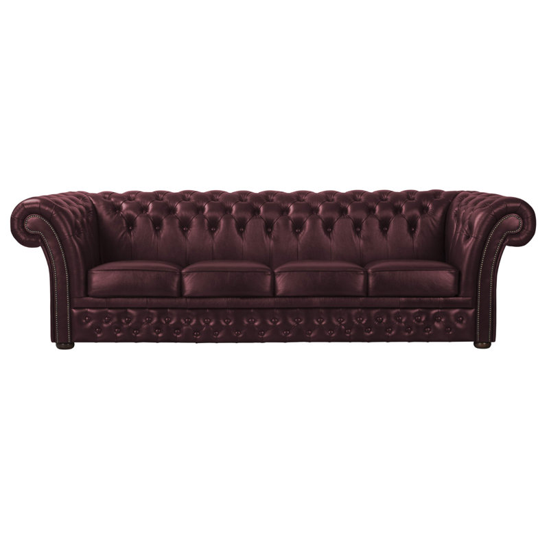 Tamberg Genuine Leather Sofa, Cherry, 4
