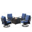 Ensemble de table de foyer en aluminium noir avec quatre fauteuils club-29733442