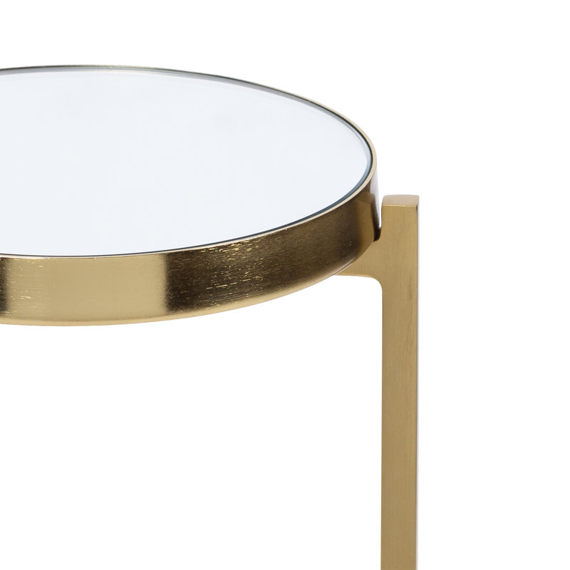 Eveland Round Metal Drink Table, Gold, Silver