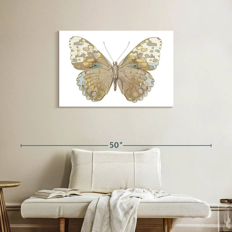 Papillon Brampt en taupe et bleu, H 24 po x l 36 po