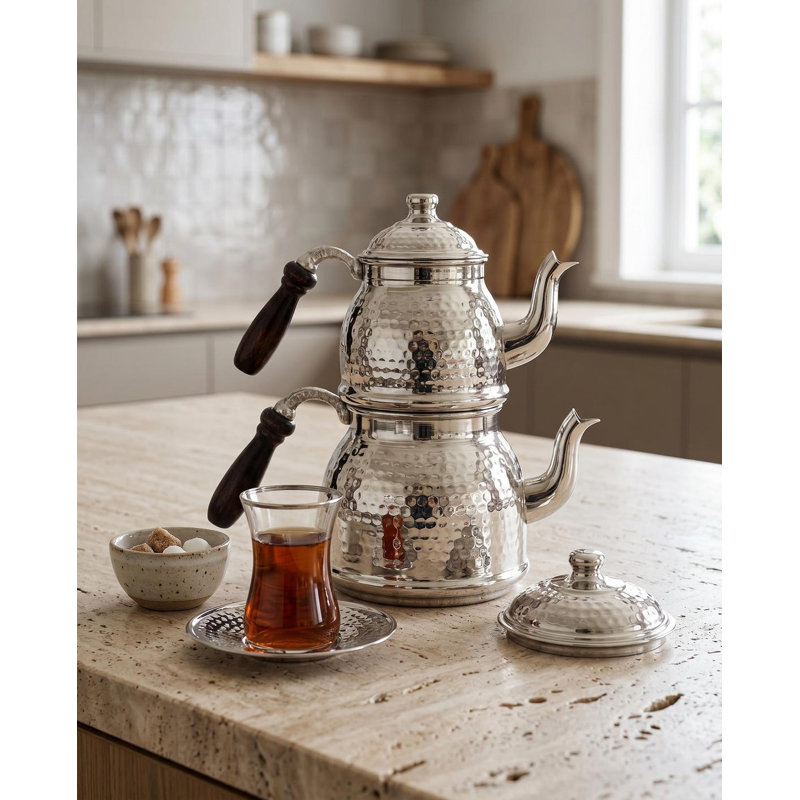 Marlow Home Co. 2299.64L Teapot Set, Silver Copper