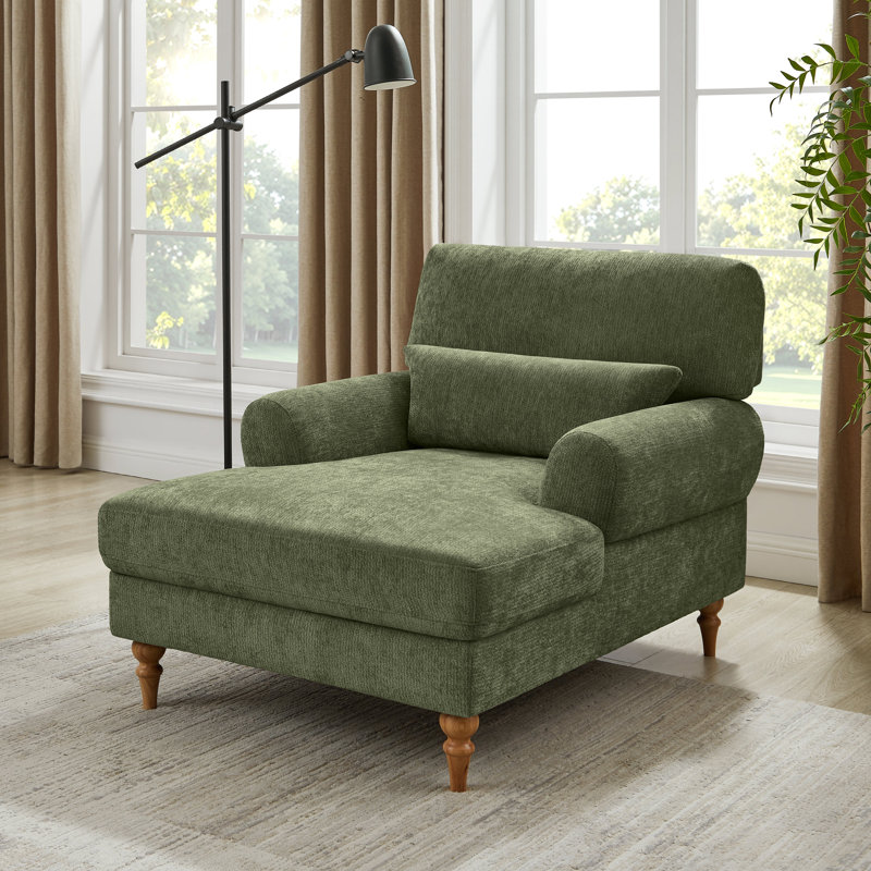 Chaise longue rembourrée avec dossier réglable Jazier, Vert olive