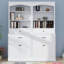Bathroom Storage Cabinet With Quadruple Doors Drawers Customizable Shelf And Six Open Shelves