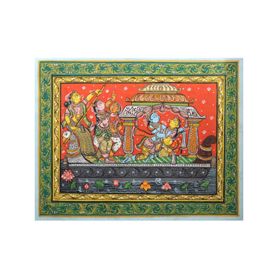 Bateau d'amour | Art de Pattachitra | Aquarelle | Aquarelle sur papier
