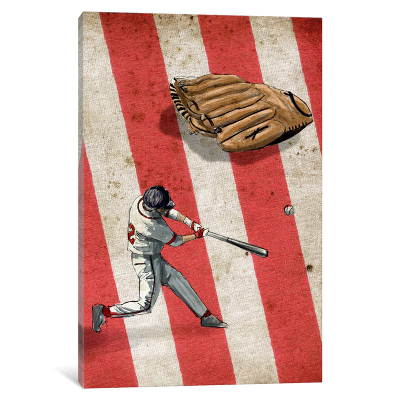 « baseball ii »-impression sur toile tendue souvenirs, H 26 po x l 18 po x P 1,5 po, Pas de tapis, Toile tendue