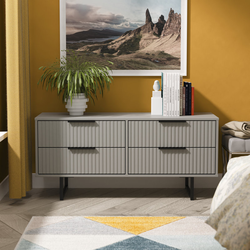 Bernat 115 cm W Chest of 4 Drawers, Grey