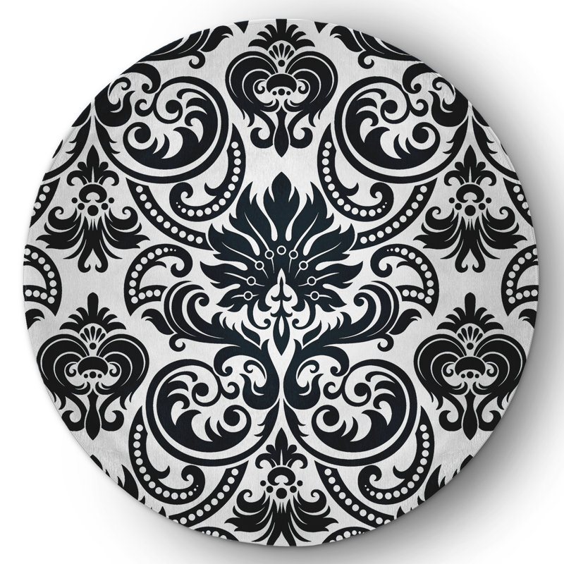 Bayze Chenille Damask Indoor Rug, Round 5'