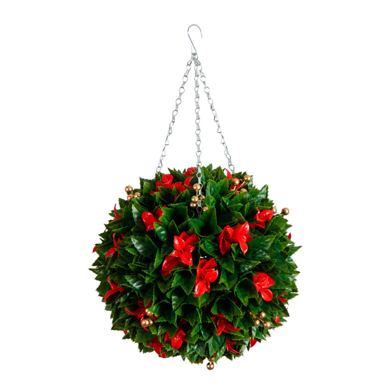 15 po Boule suspendue de Noël avec des baies dorées (intérieur / extérieur)