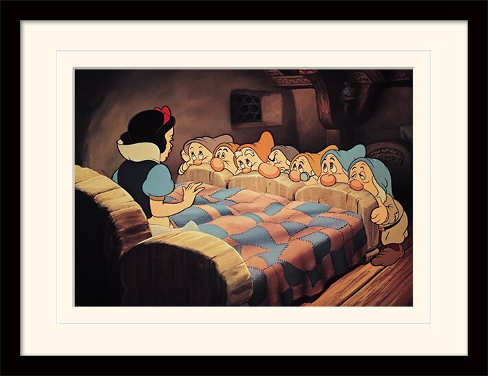 Snow White Bed Framed Graphic Art Print