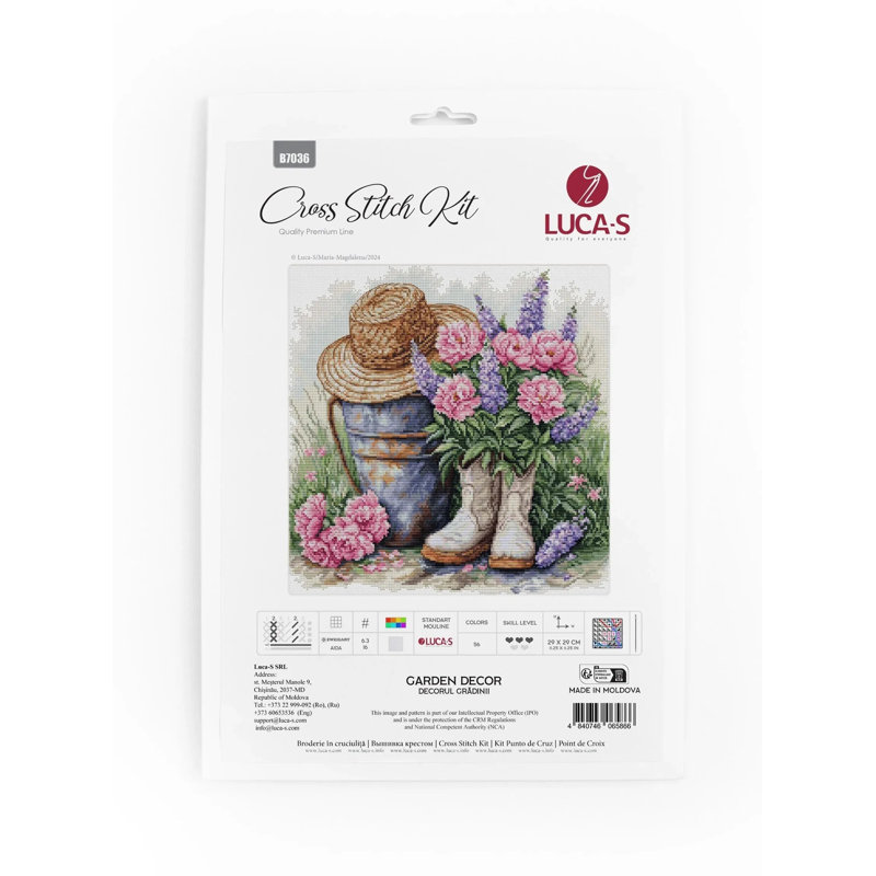 Trousse de broderie au point de croix compté « Décoration de jardin » de Luca-S B7036L