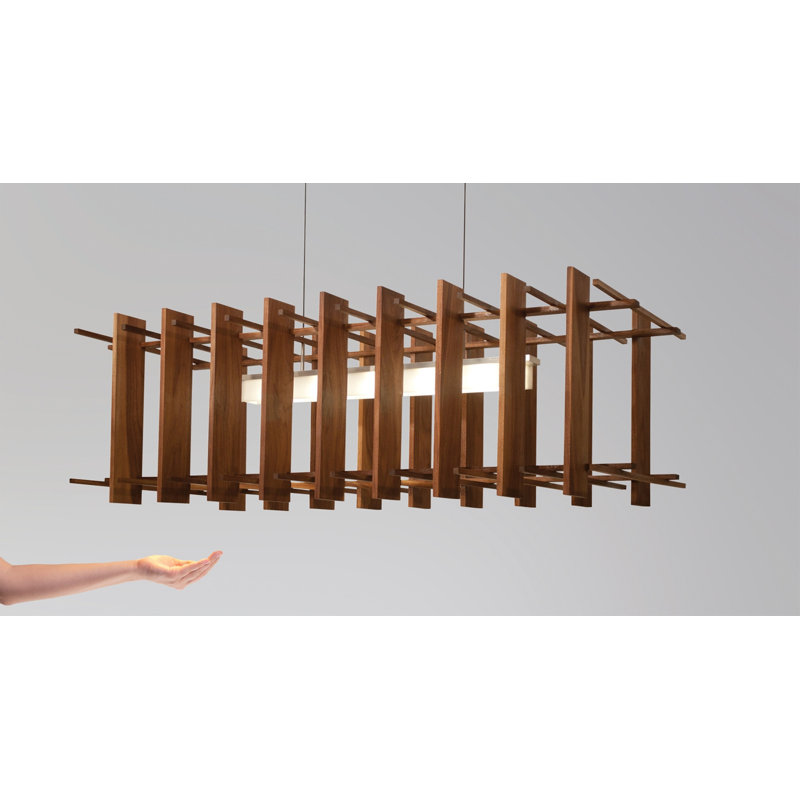Arca 5 - Light LED Pendant, Brushed Aluminum/Dark Stained Walnut, 2700K (Warm)