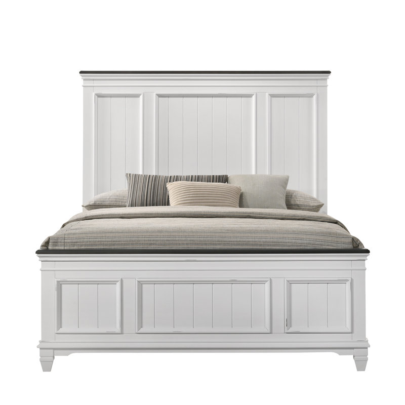 Lit plateforme en bois massif Semaj, Grand, Weathered White