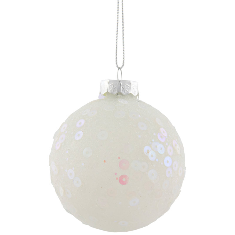 Boules de Noël à paillettes, Blanc