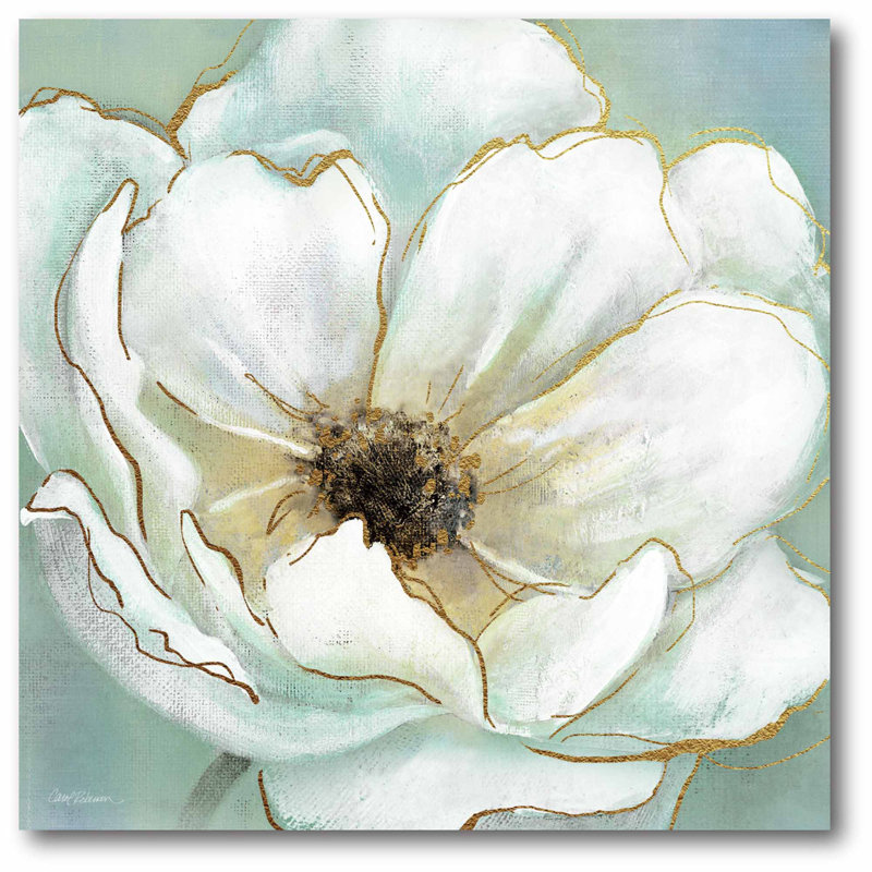 Soft Teal and White Floral Canvas Wall Art, 30 in.