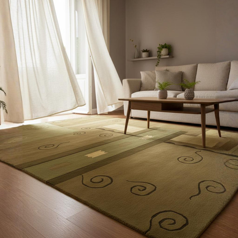 Aadi Abstract Hand-Knotted Wool Brown/Beige Area Rug, Rectangle 7'9" x 10'6"