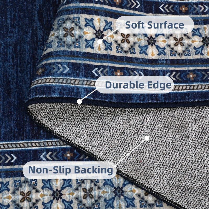 Washable Modern Rugs for Living Room Soft Geometric Area Rug Non Slip Stain Resistant Carpet, Rectangle 10' x 13'