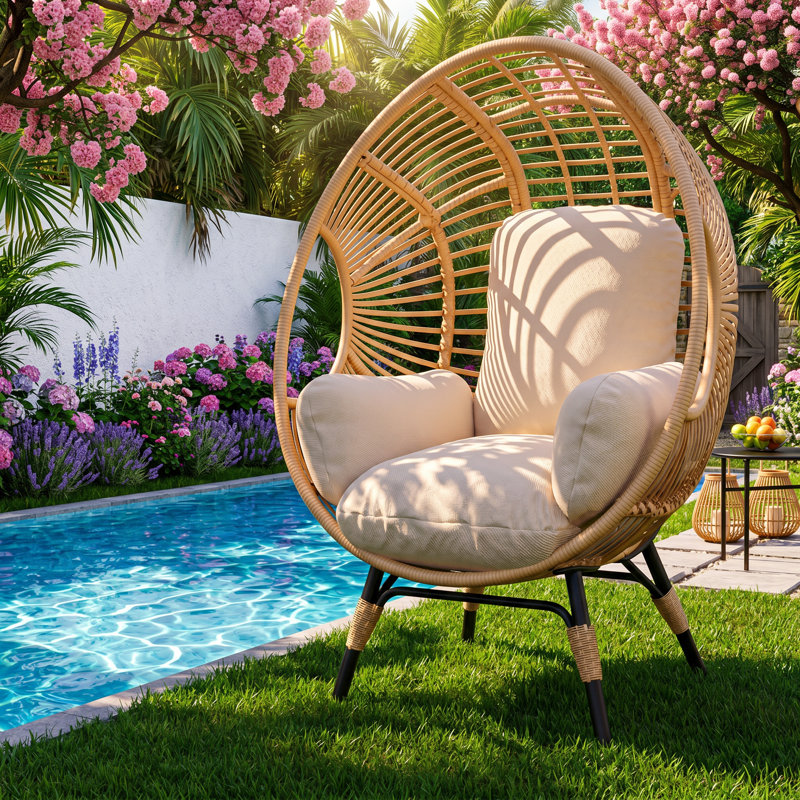 Fauteuil de patio en rotin toutes saisons en acier 24 po x P 38 po x H 16 po Arden