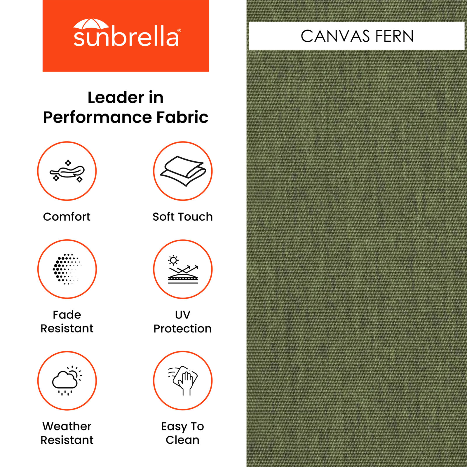 Sunbrella® Throw Pillow, Square 16", Sunbrella Canvas Fern
